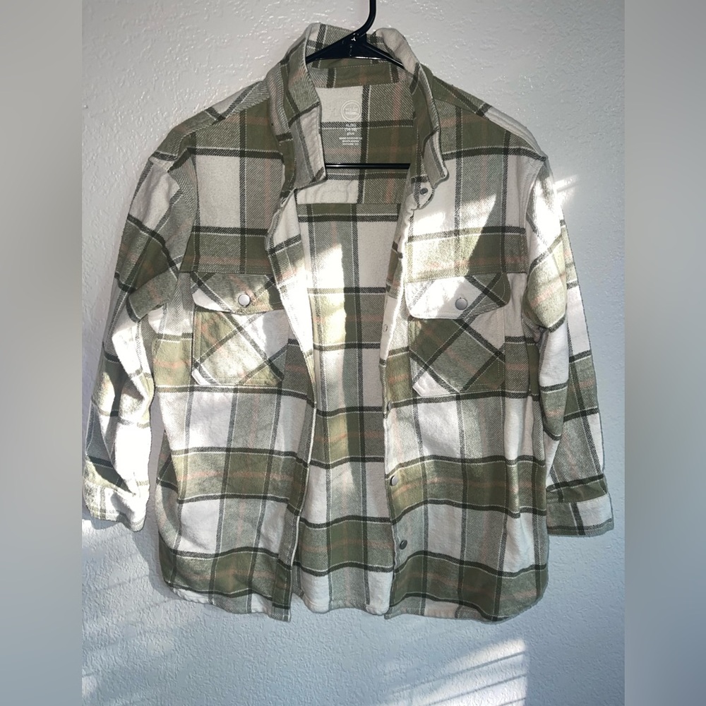 Wonder Nation Green and White Flannel.